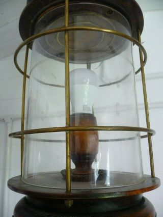 Vintage Huge Wood Brass,  Glass Lantern With Ceiling Hook Nautical Style ? Project 3