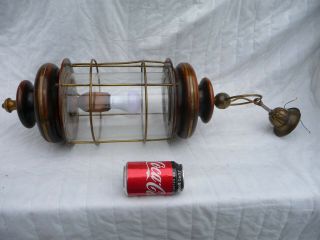 Vintage Huge Wood Brass,  Glass Lantern With Ceiling Hook Nautical Style ? Project 6