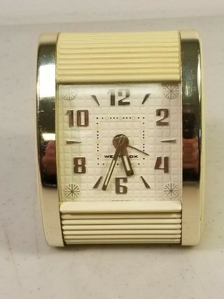 Vintage Westclox Roll Cover Travel Alarm Clock W/ Luminous Dial.