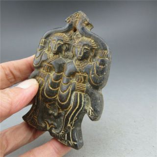 China,  jade,  hongshan culture,  hand carving,  natural jade,  dancer,  pendant A9 4