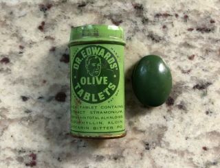 Dr.  Edwards Olive Tablets Mfg Columbus Oh Vintage Medical Tin Collectible Green