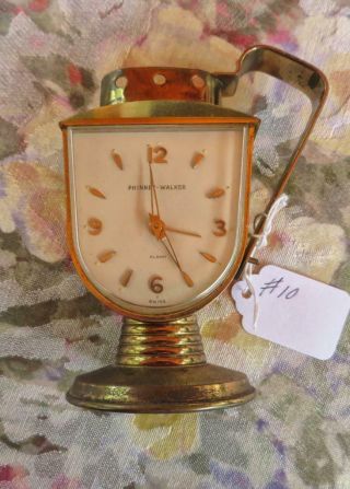 Unusual Phinney - Walker Alarm Clock Lighter Clock - 1959 - Lighter Missing
