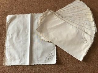 Vintage Large Linen Tablecloth & 12 napkins - 2.  6 metres x 1.  72 metres. 5
