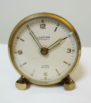 Vintage Looping Swiss 8 Day Travel Alarm Clock with Case 2