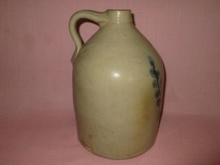 Antique 19th C Stoneware Flower Decorated Pennsylvania 1 1/2 Gallon Jug 11 1/2 