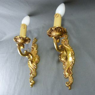 French Vintage Bronze Ormolu Candle Wall Sconces Lights