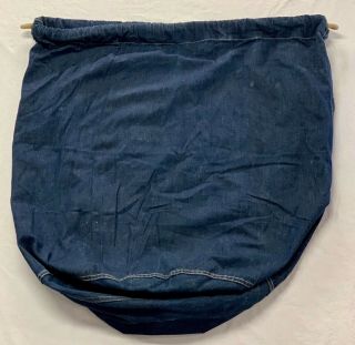 Early WWII US Army Blue Cotton Denim Barracks Laundry Duffel Bag 2