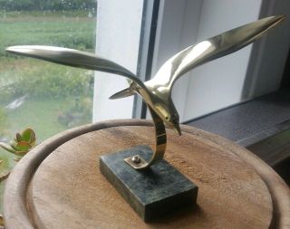 Art Deco Brass Flying Bird Paper Weight Ornament