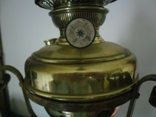 Iron and brass standard electric oil lamp 4
