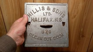 Antique Hillis & Sons Ltd Halifax,  N.  S.  8 " X 8 " Cast Iron Chimney Cleanout Door