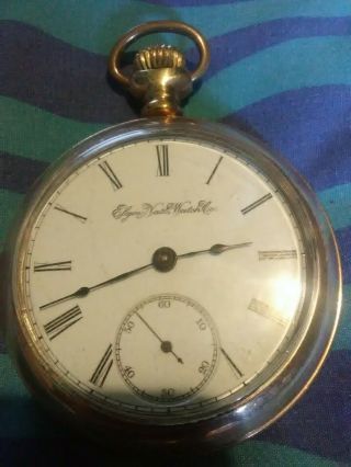 Antique Pocket Watch 1896 Elgin Natl Co Pocket Watch Gold Plated Good