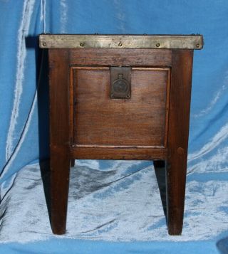 Antique Wood Shoe Shine Kit Stand Stool Drawer Oak Bench Leather Foot Rest Evc