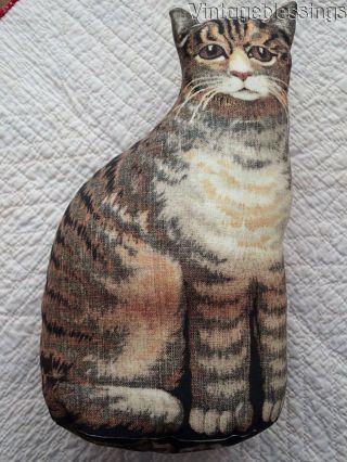 Antique Arnold Printworks c1892 Large Stuffed Tabby CAT Quilt Keeper 4