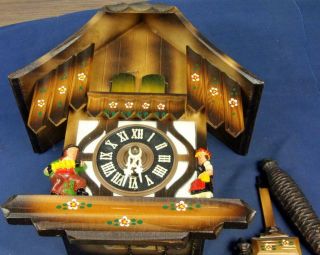E 156.  H.  Herr German Cuckoo & Quail Musical Clock With 3 Wts & Pe