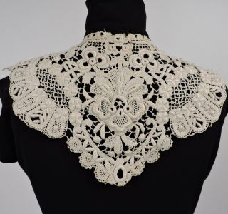 Antique Ornate Chemical Lace Collar For Dress