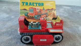 Japanese Tin Toy Battery Tractor No3,  Boxed And 1950 - 1960s