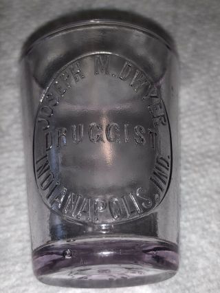 Antique Pharmacist Druggist Measure Glass Cup Joseph M Dwyer Purple Cast Color