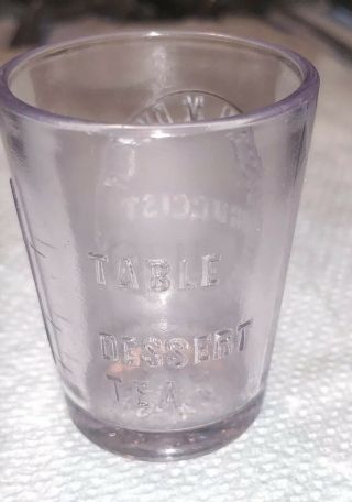 Antique Pharmacist druggist Measure Glass Cup Joseph m Dwyer Purple Cast Color 5