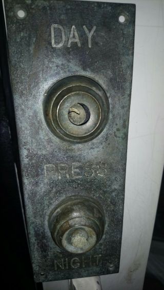 Vintage Brass Doorbell Door Bell Art Deco Antique Butler Concierge Day / night 2