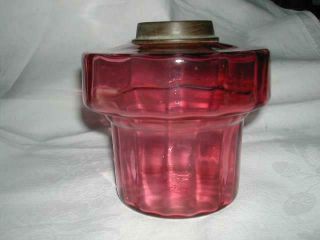 Antique Freestanding Cranberry Glass Oil Lamp Font