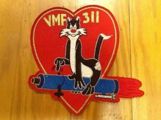 Korean War Usmc Vmf - 311 Sylvester Heart Patch Marine Fighter Squadron 6 1/2