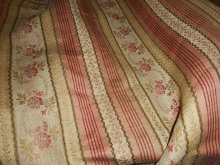 Antique French Blush Rose Floral Lisere Brocade Fabric Faded Grandeur