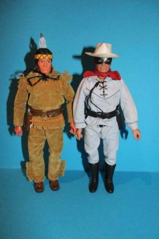 Vintage Lone Ranger,  Tonto Marx Gabriel Figure Doll Set Of 2 See