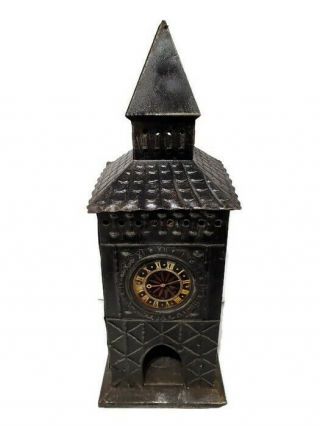 Antique Prewar German Tin Candle Lit Model Railroad Clock Tower Marklin Bing?