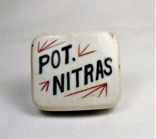 Pot.  Nitras Antique Porcelain Apothecary Drug Store Cabinet Knob Drawer Pull