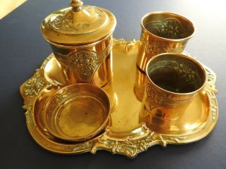 Art Nouveau French Brass Trinket Set