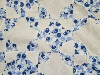 Vintage Quilt Top,  Shades Of Blue,  Cotton