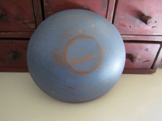 Primitive Wooden Dough Bowl - Out Of Round - 11 " Dia.  - Medium Blue