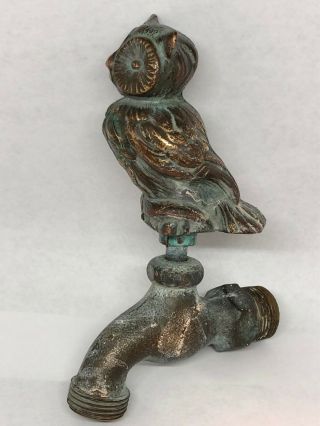 Antique Brass Owl Faucet Spigot Bird Art Sculpture 2