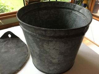 Vintage/Antique VERMONT Maple Sap Bucket with Cover,  Galvanized Steel 4