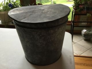 Vintage/Antique VERMONT Maple Sap Bucket with Cover,  Galvanized Steel 5