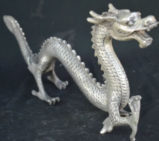 China Collectable Handwork Miao Silver Carve Exorcism Dragon Auspicious Statue