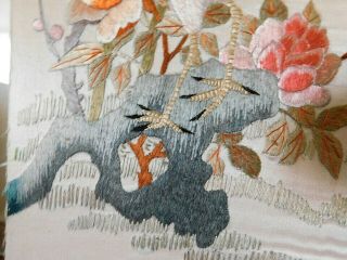 VINTAGE CHINESE SILK EMBROIDERED PANEL,  PHEASANTS / FLOWERS 8