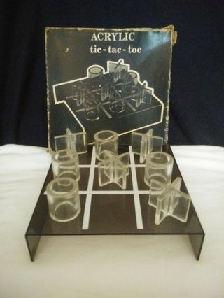 Tic Tac Toe Mid Century Modern Acrylic Lucite With Raised Board Table Game