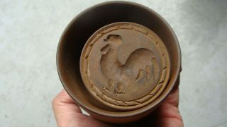 19th Century Hand Carved Rooster Cupped Butter Mold,