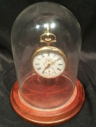 Vtg 14k Gold Waltham Pocket Watch BWCCO Case w/ Dome Glass Display Antique 2