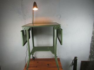 Typewriter Table Stand Vtg Industrial Metal Drop Leaf Mid Century Desk Great