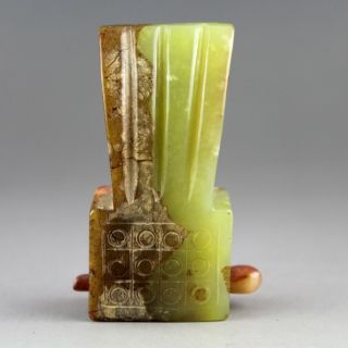 2.  8  Chinese Old Green Yellow Jade Hand - Carved Ancient Men Hairpin Collect 1059