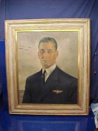 1942 Wwii Us Navy Lt Commander William Taylor Oil Painting Portrait