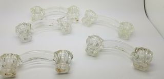Set Of 5 Clear Glass Pull Handles Dresser Drawer Vintage Antique Style W