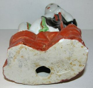 Chinese Famille Porcelain Figure Seated Boy / Hat Impressed Seal Mark EX COND 5