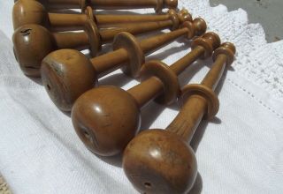 Set Of Vintage French Wood Bobbins Lace Making Spools Wooden