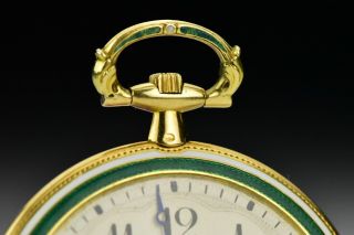 Cartier 18k Gold & Guilloche Enamel Pocket Watch with Matching Chain 7