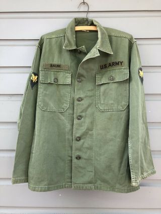 Vintage Vietnam War Old Green U.  S.  Army Uniform Shirt Coat Men’s Combat Tropical