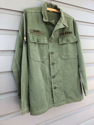Vintage Vietnam War Old Green U.  S.  Army Uniform Shirt Coat Men’s Combat Tropical 2