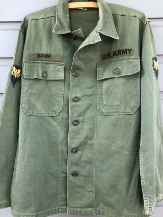 Vintage Vietnam War Old Green U.  S.  Army Uniform Shirt Coat Men’s Combat Tropical 3